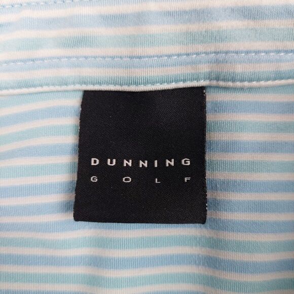 Dunning Golf Polo Shirt Mens‎ Large Blue Striped Casual Stretch Performance Wick - Picture 5 of 9